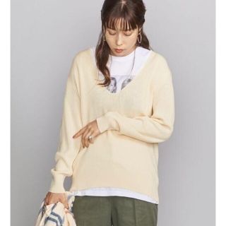 ビューティアンドユースユナイテッドアローズ(BEAUTY&YOUTH UNITED ARROWS)のBY 畦ディープVネックロングスリーブニットプルオーバー -ウォッシャブル-(ニット/セーター)