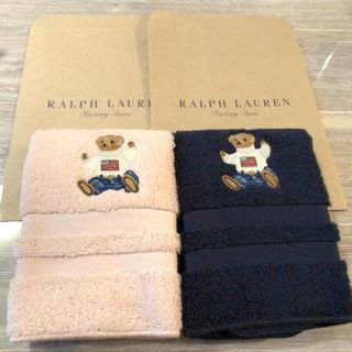 ラルフローレン(Ralph Lauren)のラルフローレン　ウォッシュタオル　2枚セット　ピンク&ネイビー(タオル/バス用品)