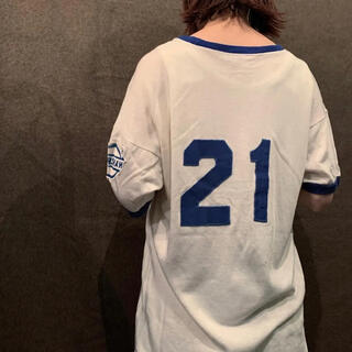 SNAK＊50s〜60s リンガーナンバリングTシャツ 白 ホワイト 青 ブルー(Tシャツ/カットソー(半袖/袖なし))