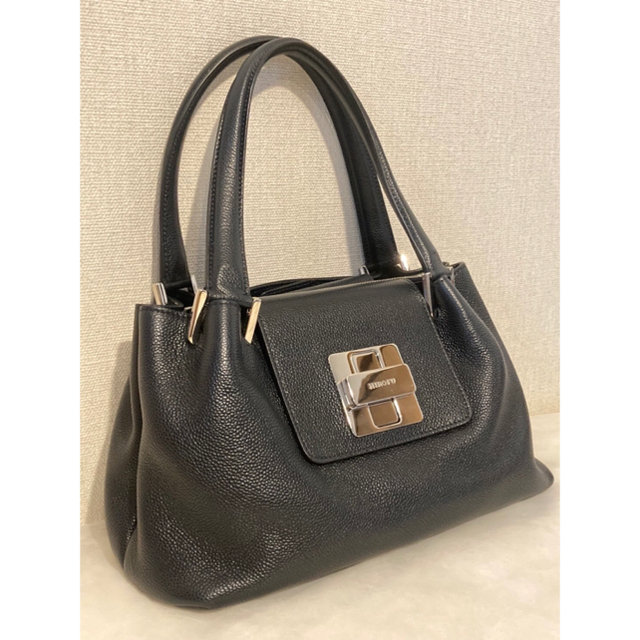 HIROFU ヒロフ ハンドバッグ 本革 レザー イタリー製 ブラック 黒の
