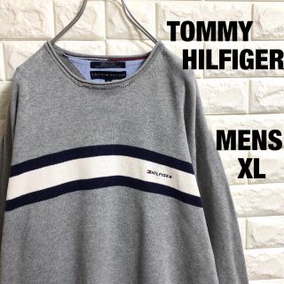 トミーヒルフィガー(TOMMY HILFIGER)のトミーヒルフィガー　ニットセーター　刺繍ロゴ　メンズXLサイズ(ニット/セーター)