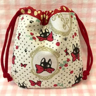 魔女の宅急便☆ハンドメイド☆巾着☆ジジリボン柄(その他)