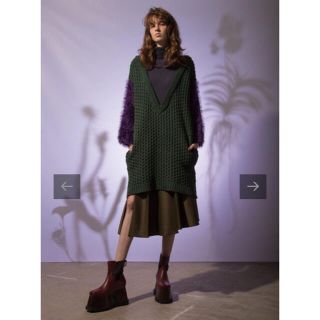 パメオポーズ(PAMEO POSE)のmix ヤーンロングニット　ブラック 新品未使用　¥21,000+tax(ニット/セーター)