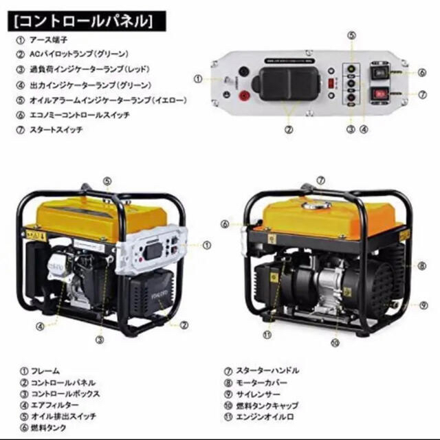 インバーター発電機 開放型 定格出力1700W | インバーター発電機 定格