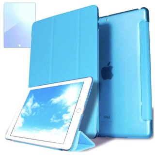 スカイブルー　iPad10.2インチ　第9世代ケース　ガラスフィルムセット(iPadケース)