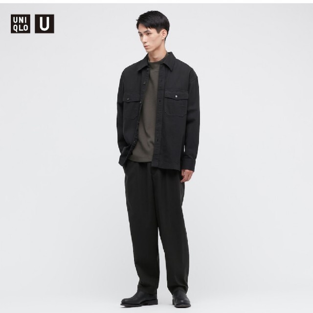 UNIQLO U フランネルイージーワイドフィットパンツ ブラック S