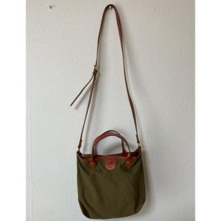 IL BISONTE - イルビゾンテ キャンバスショルダーバッグ オリーブ×赤茶