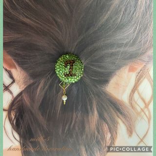 2way キラキラヘアゴム　ペリドット＆トパーズ(ヘアアクセサリー)