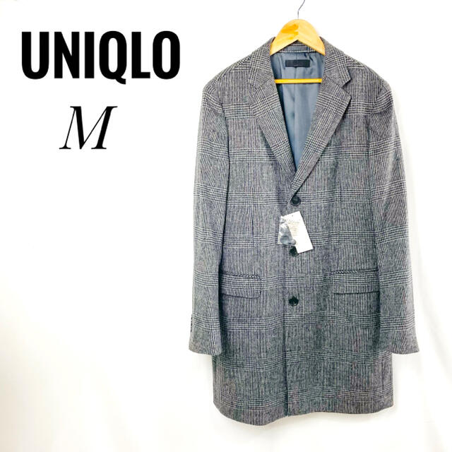 【新品】UNIQLO ウールカシミヤチェスターコート　M グレンチェック　グレー