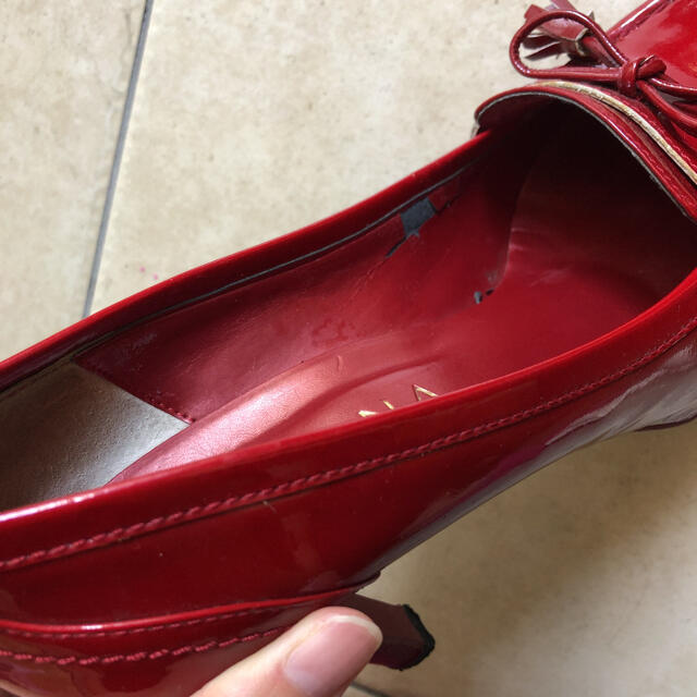 DIANA(ダイアナ)のダイアナDIANA25センチ赤ハイヒールストーム付きローファーパンプス レディースの靴/シューズ(ハイヒール/パンプス)の商品写真