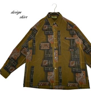 柄シャツ　総柄　レトロ　vintage ペイズリー　デザイン　幾何学柄　高級(シャツ)