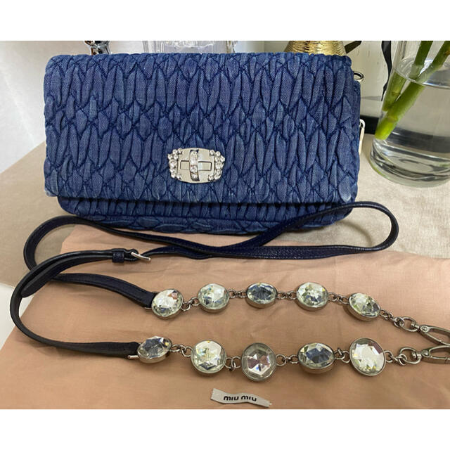 正規品♡miumiu ビジューデニムショルダーバッグ 正規品♡miumiu ビジューデニムショルダーバッグ