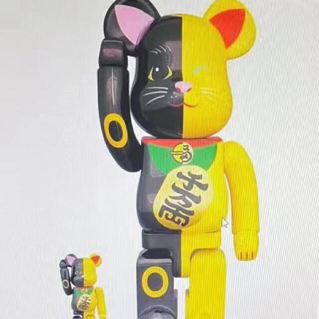 BE@RBRICK 招き猫 黒×黄 100％ & 400％