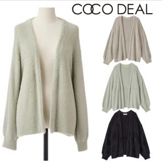 ココディール(COCO DEAL)のCOCODEAL ショート フェザー ヤーン ニット ガウン(カーディガン)