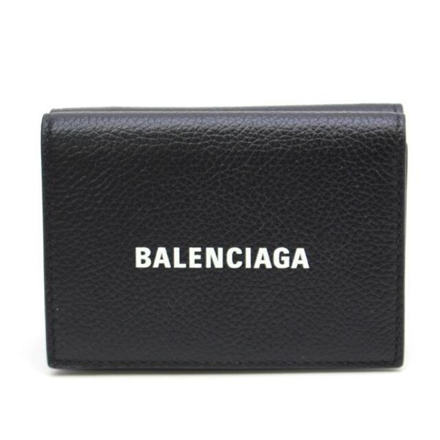 大人気ブランド 人気モデル BALENCIAGA 三つ折り財布 ロゴ レザー 黒 