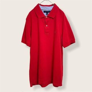 トミーヒルフィガー(TOMMY HILFIGER)のTOMMY HILFIGER ポロシャツ 半袖 メンズ Mサイズ 赤 レッド(ポロシャツ)