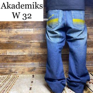 アカデミクス(AKADEMIKS)のAkademiksアカミクスデニムバギーパンツメンズ古着ジーパン刺繍太いw32(デニム/ジーンズ)