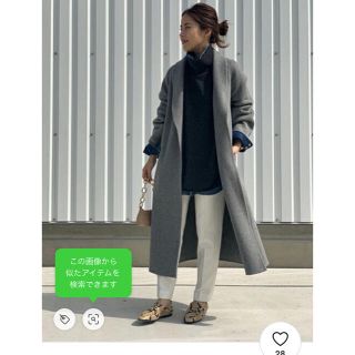 スピックアンドスパン(Spick & Span)のSpic&Span ショールカラーリバーコート　グレー(ロングコート)