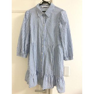 ザラ(ZARA)のZARA ブルー　ストライプ　ワンピース　膝上丈(ミニワンピース)