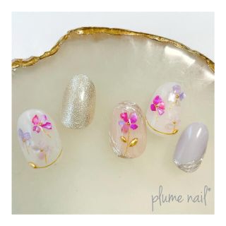 shell flower nail*サイズオーダー(ネイルチップ)