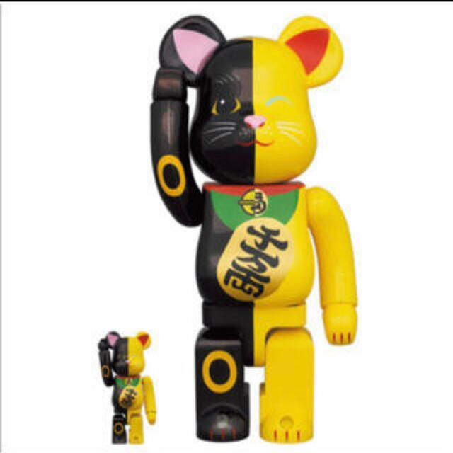 エンタメ/ホビーBE@RBRICK 招き猫 黒×黄 100％ & 400％