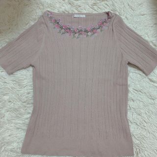 ウィルセレクション(WILLSELECTION)の美品＊WILLSELECTIONフラワースカラ刺繍プルオーバーpinkbeige(ニット/セーター)