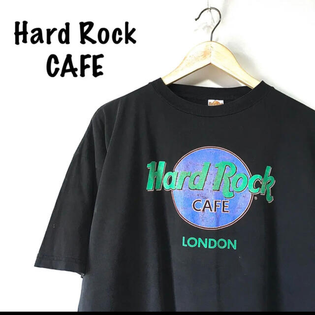 POLO RALPH LAUREN(ポロラルフローレン)のハードロックカフェ ロゴ Tシャツ LONDON 古着 / BLK メンズのトップス(Tシャツ/カットソー(半袖/袖なし))の商品写真