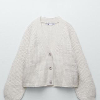 ザラ(ZARA)のタグ付き新品　ZARA ザラ　裏編みニットカーディガン(カーディガン)