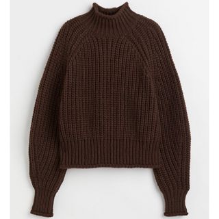 エイチアンドエム(H&M)のチャンキーニットセーター　ダークブラウン　L(ニット/セーター)