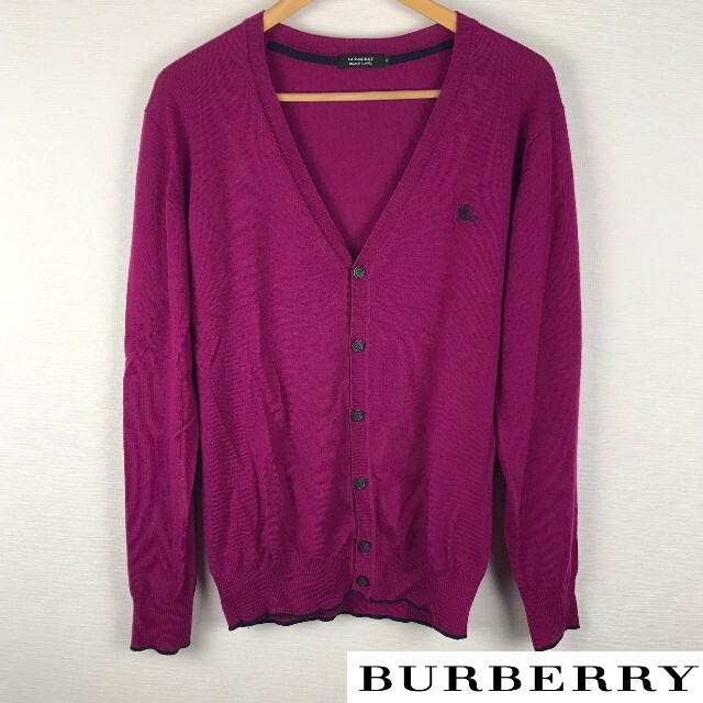 BURBERRY BLACK LABEL(バーバリーブラックレーベル)の美品 BURBERRY BLACK LABEL 長袖カーディガン ワインレッド メンズのトップス(カーディガン)の商品写真