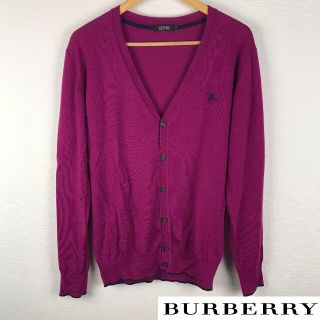 バーバリーブラックレーベル(BURBERRY BLACK LABEL)の美品 BURBERRY BLACK LABEL 長袖カーディガン ワインレッド(カーディガン)