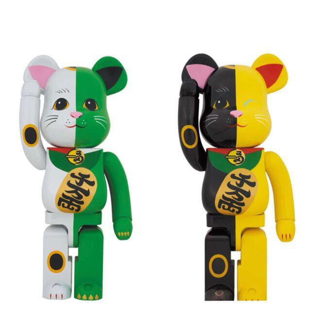 BE@RBRICK 招き猫 白×緑、黒×黄 1000％　セット　未開封