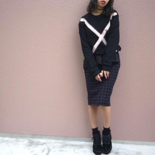 ハニーミーハニー(Honey mi Honey)のcheck peplum pencilskirt(ひざ丈スカート)