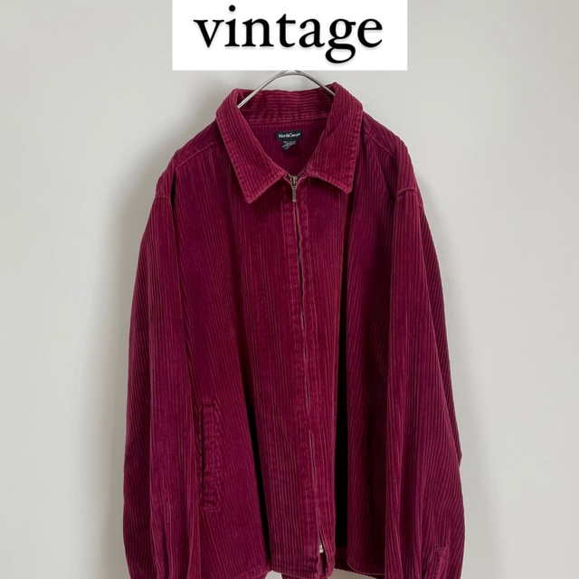 Wine corduroy zip shirt645cm袖丈