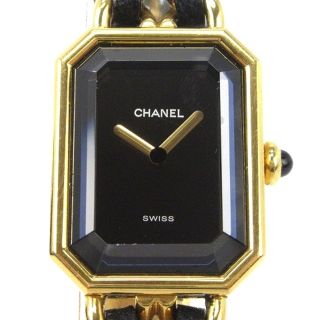 シャネル(CHANEL)のシャネル プルミエール 腕時計 XL クオーツ  レザー 黒 ブラック ゴールド(腕時計)