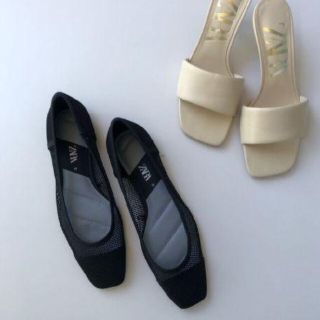 ザラ(ZARA)の新品未使用ZARAメッシュフラットシューズsize38(バレエシューズ)