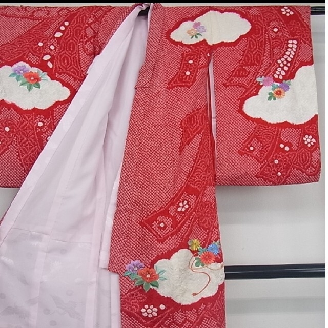 大放出セール】 七五三 正絹 絞り 刺繍 着物 長襦袢 産着 祝着 和服+ ...