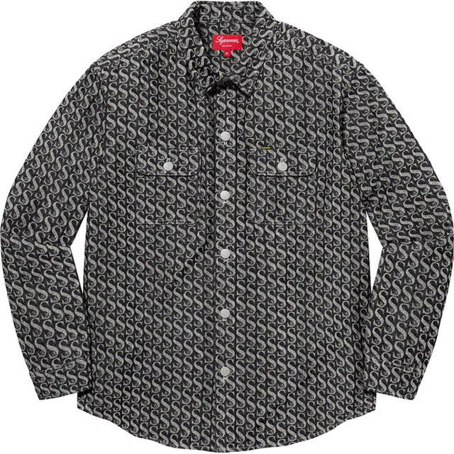 M 黒 Supreme Monogram Denim Shirt Black