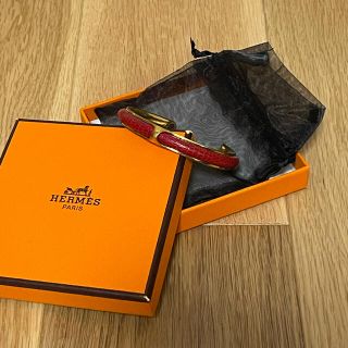 エルメス(Hermes)の【お値下げ】エルメス バングル レザー レディース HERMES レッド(ブレスレット/バングル)