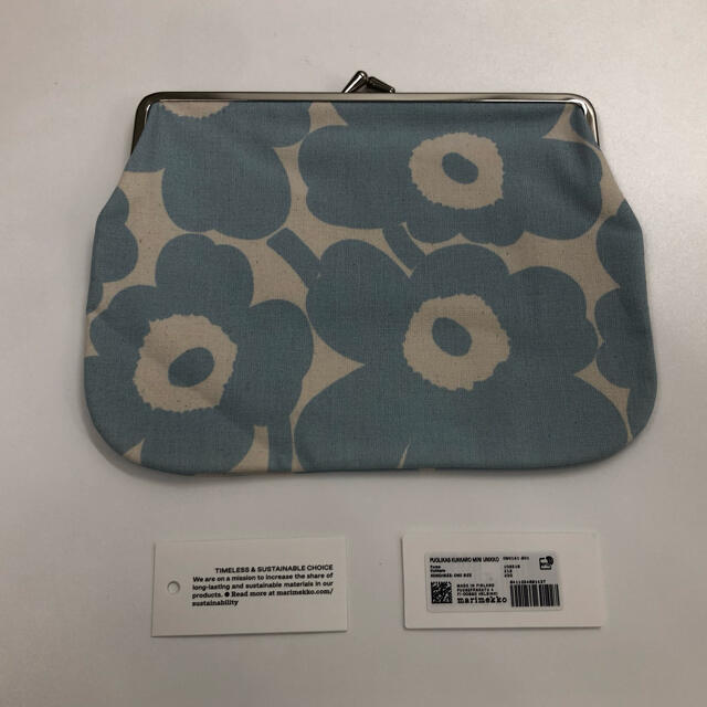 marimekko(マリメッコ)の新品　マリメッコ　ポーチ　がま口　ライトブルー ウニッコ レディースのファッション小物(ポーチ)の商品写真