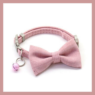 くすみカラー ピンク リボン キャットカラー 小型犬 猫 首輪(猫)