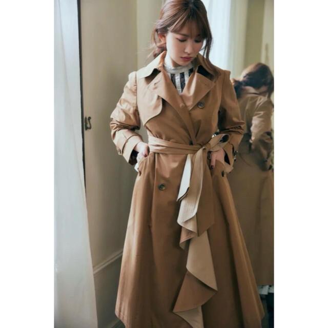 herlipto Gaba Ruffled Cotton Trench Coat