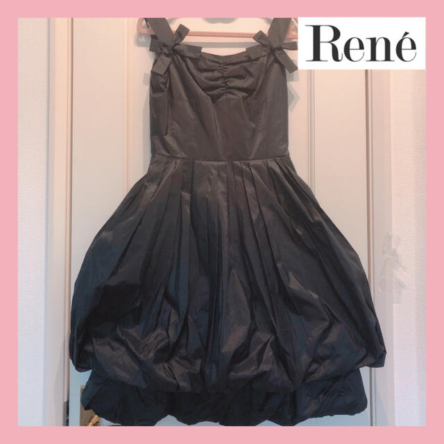 René(ルネ)の【新品】Rene ルネ シルク素材のバルンワンピース ワンピース 膝丈 黒 34 レディースのワンピース(ひざ丈ワンピース)の商品写真