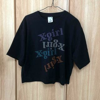 X-girl エックスガール　クロップド丈Tシャツ　ロゴテープ