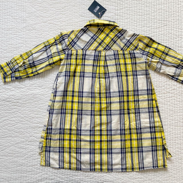 BREEZE(ブリーズ)の新品　110 BREEZE  イエロー　チェック　シャツ　ワンピース キッズ/ベビー/マタニティのキッズ服女の子用(90cm~)(ワンピース)の商品写真