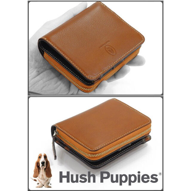 Hush Puppies(ハッシュパピー)の財布 2つ折 ラウンドファスナー Hush Puppies 牛革 HP0346  メンズのファッション小物(長財布)の商品写真