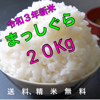 【令和３年　新米】　まっしぐら　玄米　上白米　無洗米　20Kg (米/穀物)