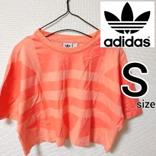 アディダス(adidas)のadidas オレンジ 半袖Tシャツ カットソー ラバープリント レディース S(Tシャツ(半袖/袖なし))