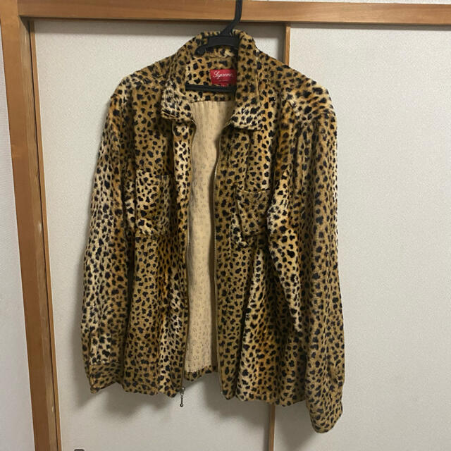 supreme cheetah pile zip up shirt