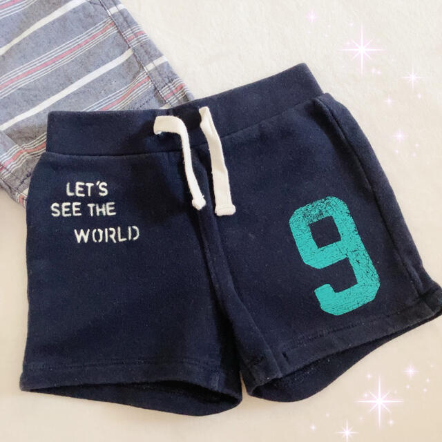 babyGAP(ベビーギャップ)の☆baby Gap☆ボーダー柄＆スウェット☆ハーフパンツ2点セット☆80サイズ  キッズ/ベビー/マタニティのベビー服(~85cm)(パンツ)の商品写真